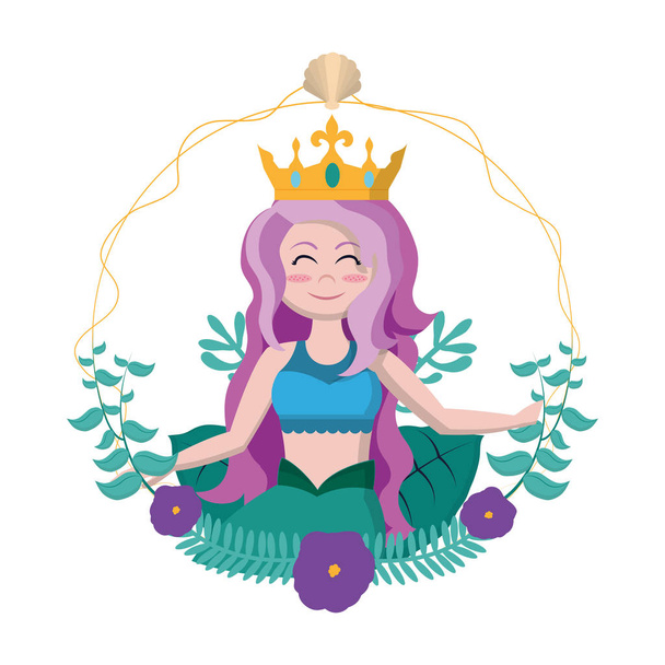 linda sirena mujer con corona peinado vector ilustración
 - Vector, Imagen