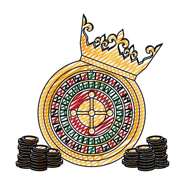 doodle corona e roulette con monete casino gioco vettoriale illustrazione
 - Vettoriali, immagini