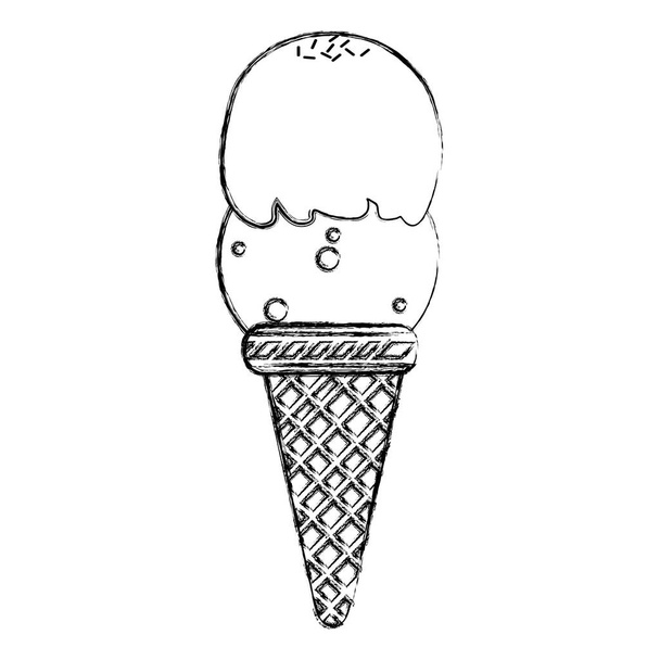 grunge παγωτό με δύο μπάλες και εικονογράφηση διάνυσμα κώνου - Διάνυσμα, εικόνα