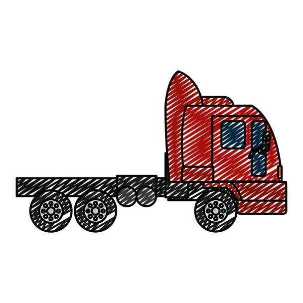 Doodle πλευρά φορτηγό μεταφοράς υπηρεσία οχήματος διανυσματικά εικονογράφηση - Διάνυσμα, εικόνα