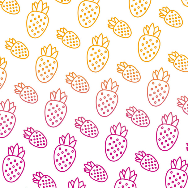 abgebaut Linie köstliche Erdbeere frisches Obst Hintergrund Vektor Illustration - Vektor, Bild