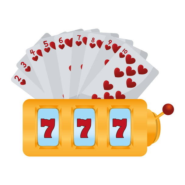 心のカードとカジノのスロット マシンのベクトル イラスト - ベクター画像