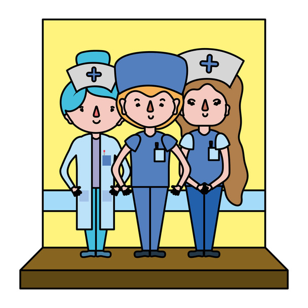 χρώμα γυναίκες νοσοκόμες βοηθός με εικονογράφηση διάνυσμα επαγγελματίας γιατρός - Διάνυσμα, εικόνα