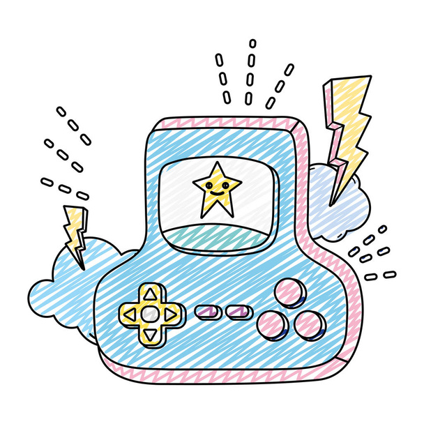 Doodle videogame console digitale an technologie vectorillustratie - Vector, afbeelding