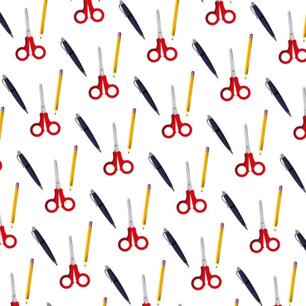 scissors and pen school tools background vector illustration - Vector, imagen