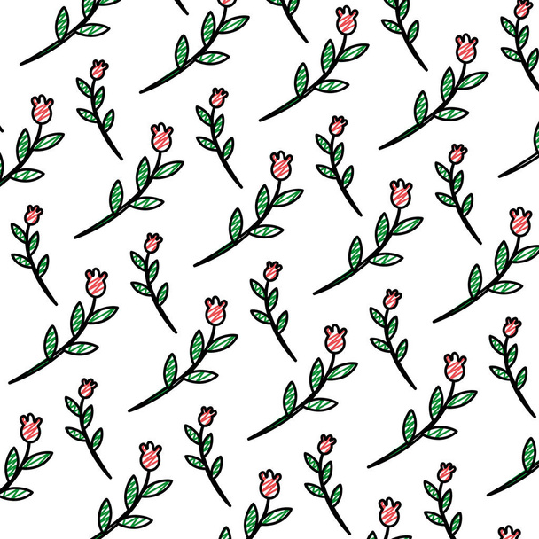 Doodle τροπική λουλούδι φυτό με πέταλα εικονογράφηση διάνυσμα φόντο - Διάνυσμα, εικόνα