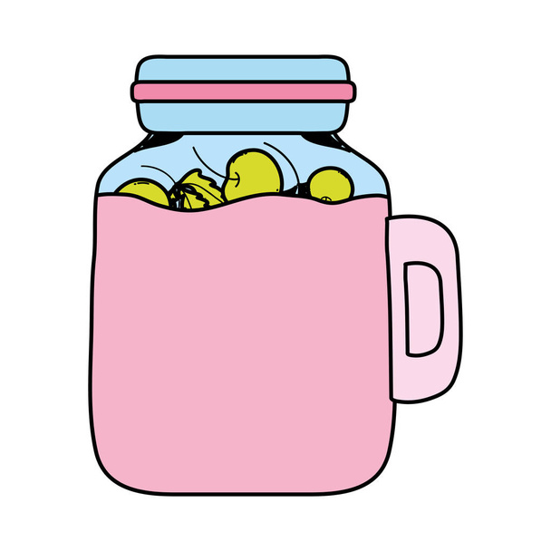 kleur mason jar met kersen fruit behouden vectorillustratie - Vector, afbeelding