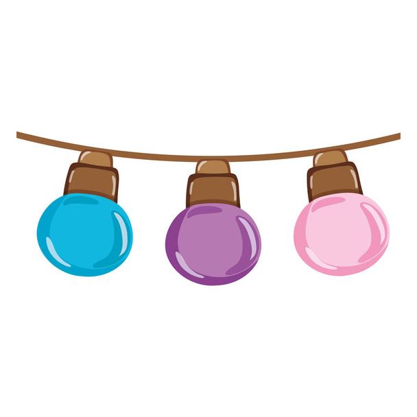 nice bulbs hangings decoration style vector illustration - Vector, Image