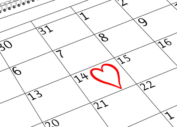 Page du calendrier de la Saint-Valentin avec coeur
 - Photo, image