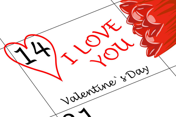 Valentine`s Day I love You with Heart and Flowers - Photo, Image