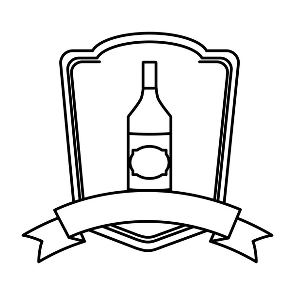 lijn schnaps liquor fles drank embleem vectorillustratie - Vector, afbeelding
