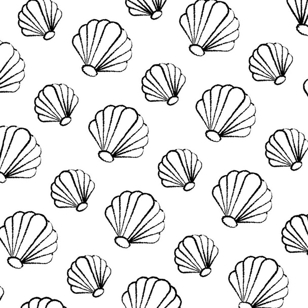 Grunge mooi shell natuur stijl achtergrond vectorillustratie - Vector, afbeelding