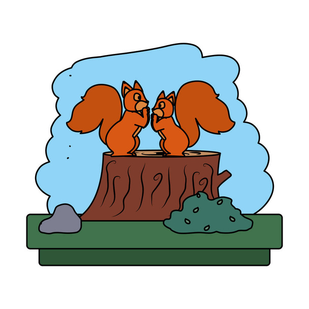кольорова пара диких тварин заповідника Векторні ілюстрації
 - Вектор, зображення