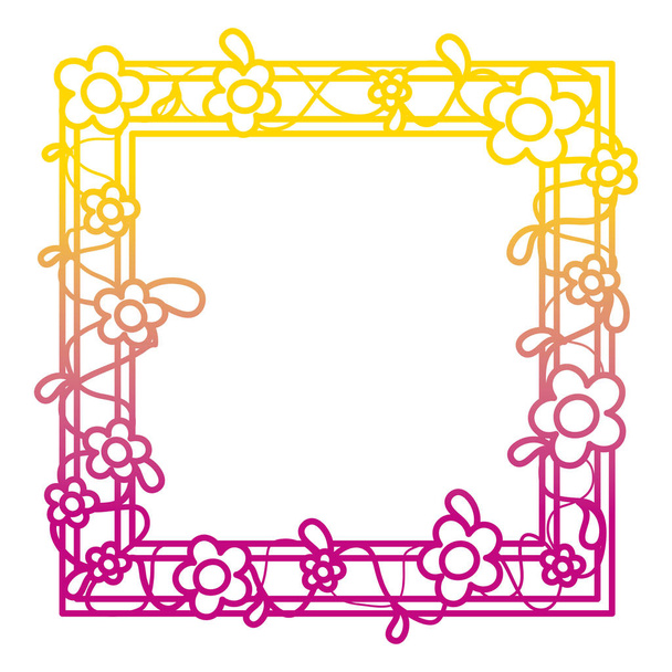estrutura de linha degradada com flores de beleza e folhas estilo ilustração vetorial
 - Vetor, Imagem