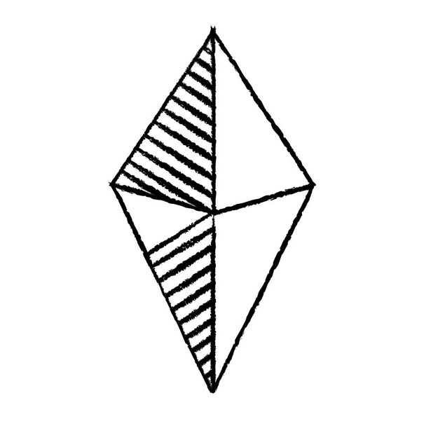 Grunge grafische octaëder geometrische vorm ontwerp vectorillustratie - Vector, afbeelding