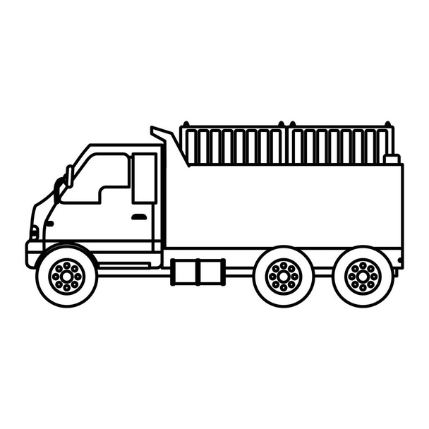 ライン トラック コンテナー輸送配送サービスのベクトル図 - ベクター画像