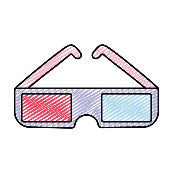 каракулі 3d окуляри кінематографічна технологія Векторні ілюстрації
 - Вектор, зображення