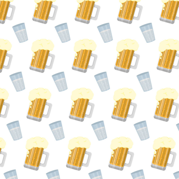 ウォッカと泡ビール ガラス酒背景ベクトル イラスト - ベクター画像