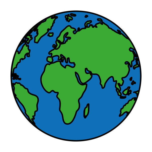 カラー サークル地球地図アジアとヨーロッパ地理学ベクトル図 - ベクター画像