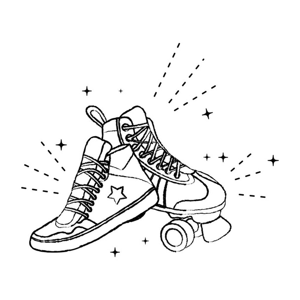 гранжевий стиль роликових ковзанів і модний кросівок Векторні ілюстрації
 - Вектор, зображення