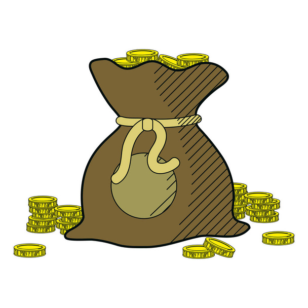 économiser de l'argent comptant pièces à l'intérieur sac vecteur illustration
 - Vecteur, image