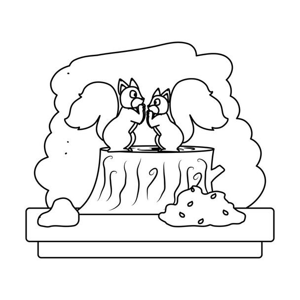 ligne couple chipmunk réserve animale sauvage vecteur illustration
 - Vecteur, image