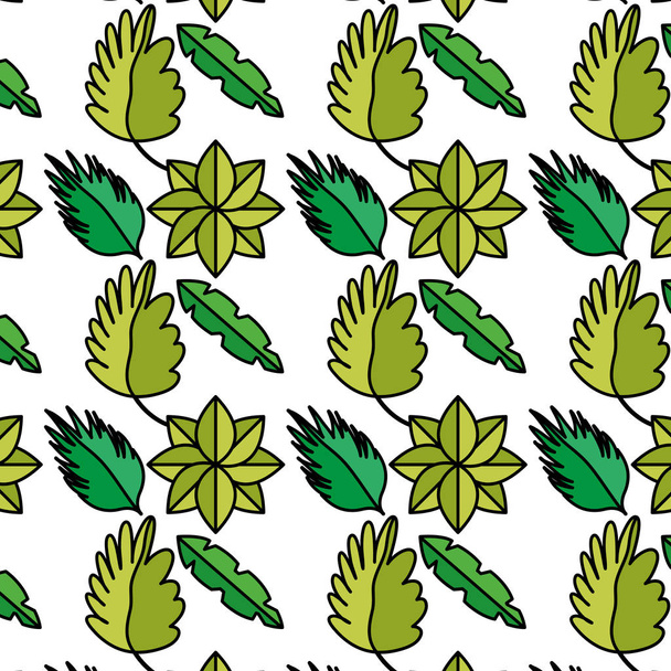 color natural plants tropical leaves background vector illustration - Vector, Image