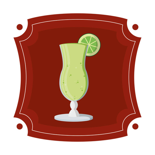 emblème avec verre à cocktail avec illustration vectorielle de liqueur limon
 - Vecteur, image