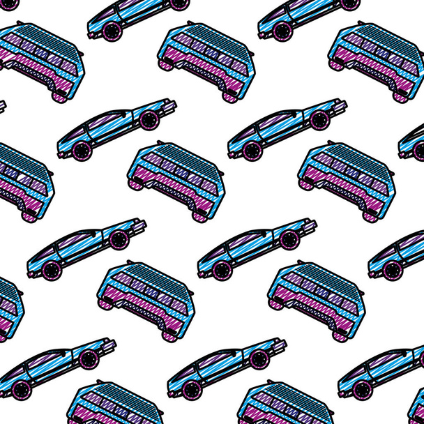 doodle luxury car transport style background vector illustration - Vector, Image
