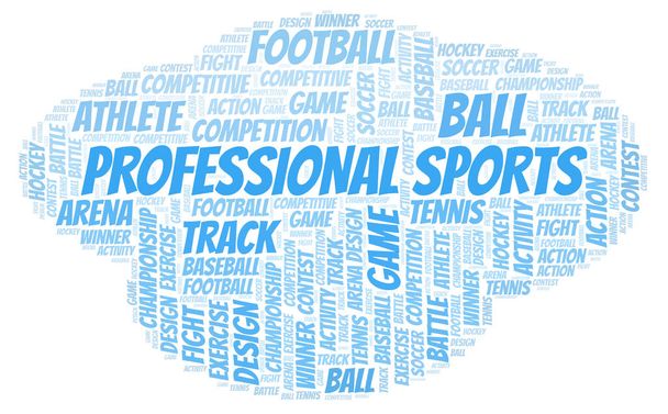 Professional Sports word cloud. Wordcloud made with text only. - Photo, Image