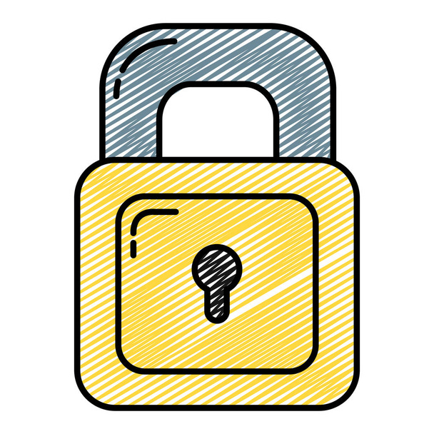 doodle security padlock object and protect element vector illustration - Vector, Image