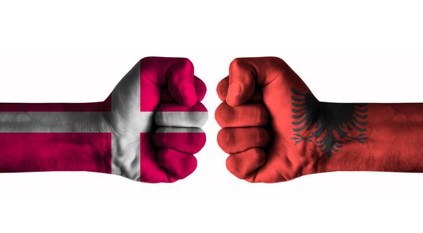 デンマーク vs アルバニア概念 - 写真・画像