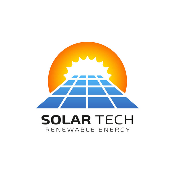 Πρότυπο σχεδιασμού λογότυπου ηλιακής ενέργειας. σχεδιασμός λογότυπου ηλιακής τεχνολογίας - Διάνυσμα, εικόνα