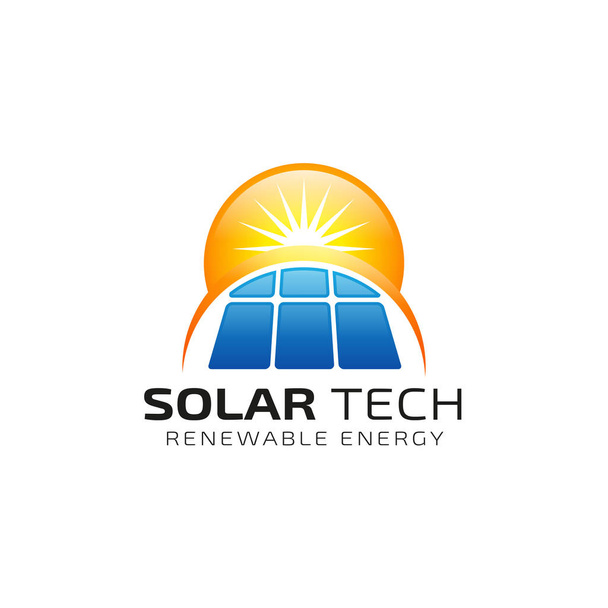 Sun Solarenergie Logo-Design-Vorlage. Design des Solar-Tech-Logos - Vektor, Bild
