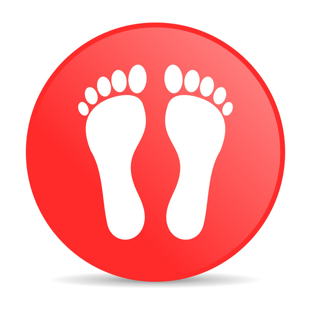 footprint red circle web glossy icon - Foto, afbeelding