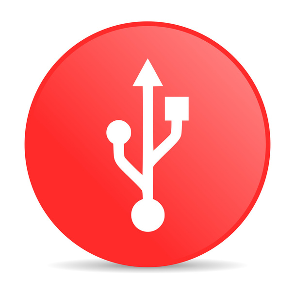 usb red circle web glossy icon - Foto, Imagem