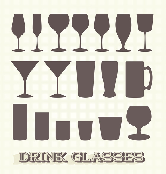 Vektor-Set: Glas-Silhouetten trinken - Vektor, Bild