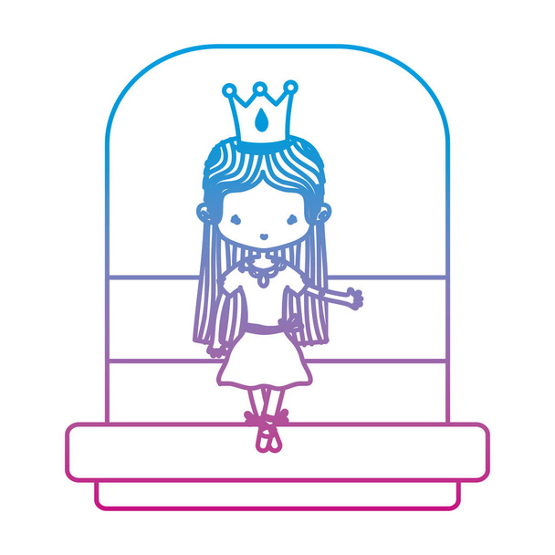 linha degradada bailarina menina com coroa e roupas especiais vetor ilustração
 - Vetor, Imagem
