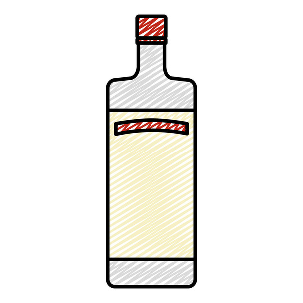 votka şişe içki alkol içecek vektör çizim doodle - Vektör, Görsel