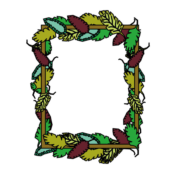 kleur vierkant tropische planten natuurlijke stijl vectorillustratie - Vector, afbeelding