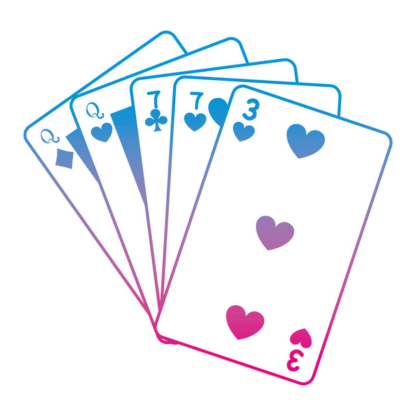 aangetaste lijn twee paren kaart casino spel vectorillustratie - Vector, afbeelding