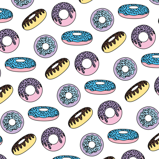 cor saboroso donuts sobremesas pastelaria fundo vetor ilustração
 - Vetor, Imagem
