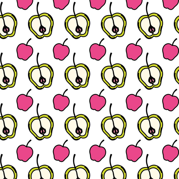 Farbe köstliche Äpfel Früchte Ernährung Hintergrund Vektor Illustration - Vektor, Bild