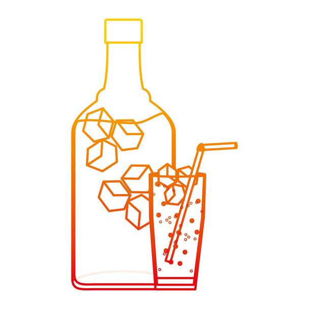 illustration vectorielle dégradée de bouteille de liqueur de port de ligne et de boisson en verre
 - Vecteur, image