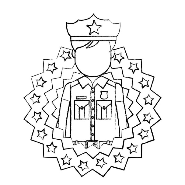 アメリカ愛国タグ国家ベクトル図とグランジ警官 - ベクター画像
