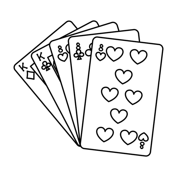 line full house casno card game vector illustration - Vector, Image