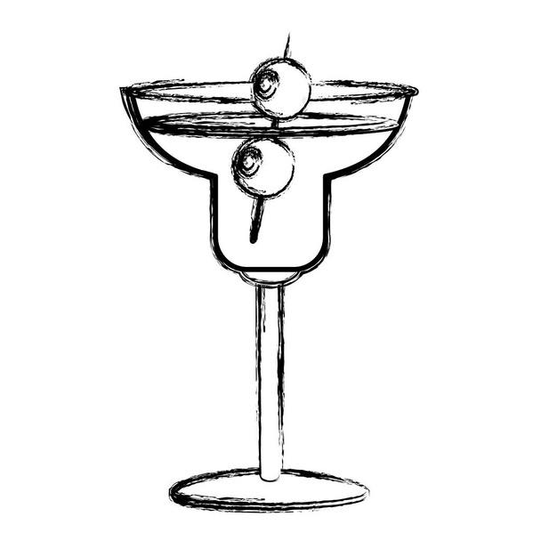 napój alkoholowy kieliszka koktajlowego grunge z oliwek wektor ilustracja - Wektor, obraz