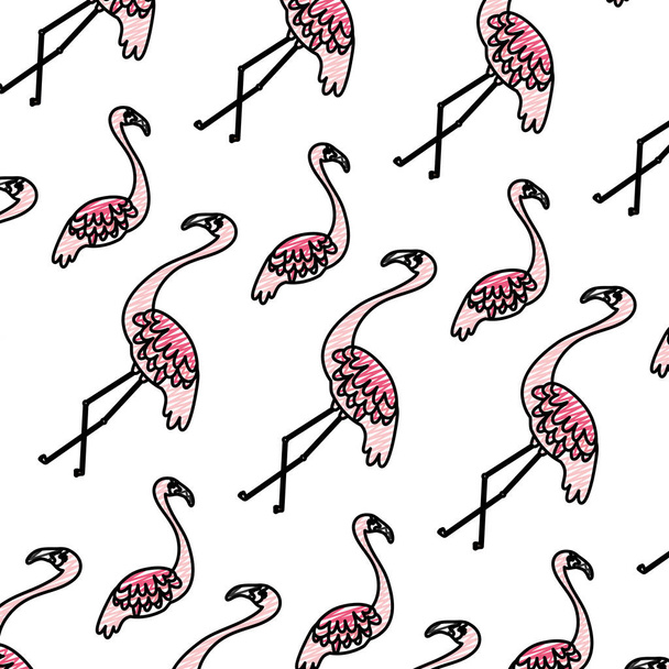 doodle exotic flemish bird animal background vector illustration - Vector, afbeelding