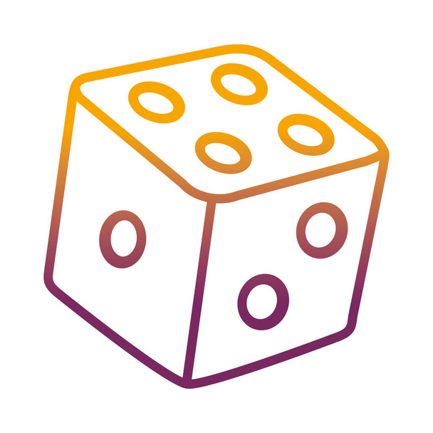 aangetaste lijn casino dice cube spel verslaving vectorillustratie - Vector, afbeelding