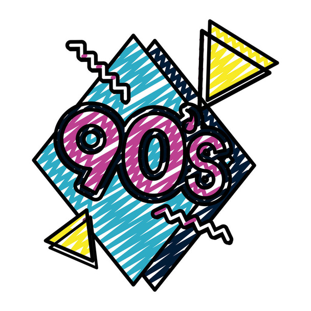 Doodle divatos retro 90-es évek stílusú vektoros illusztráció - Vektor, kép